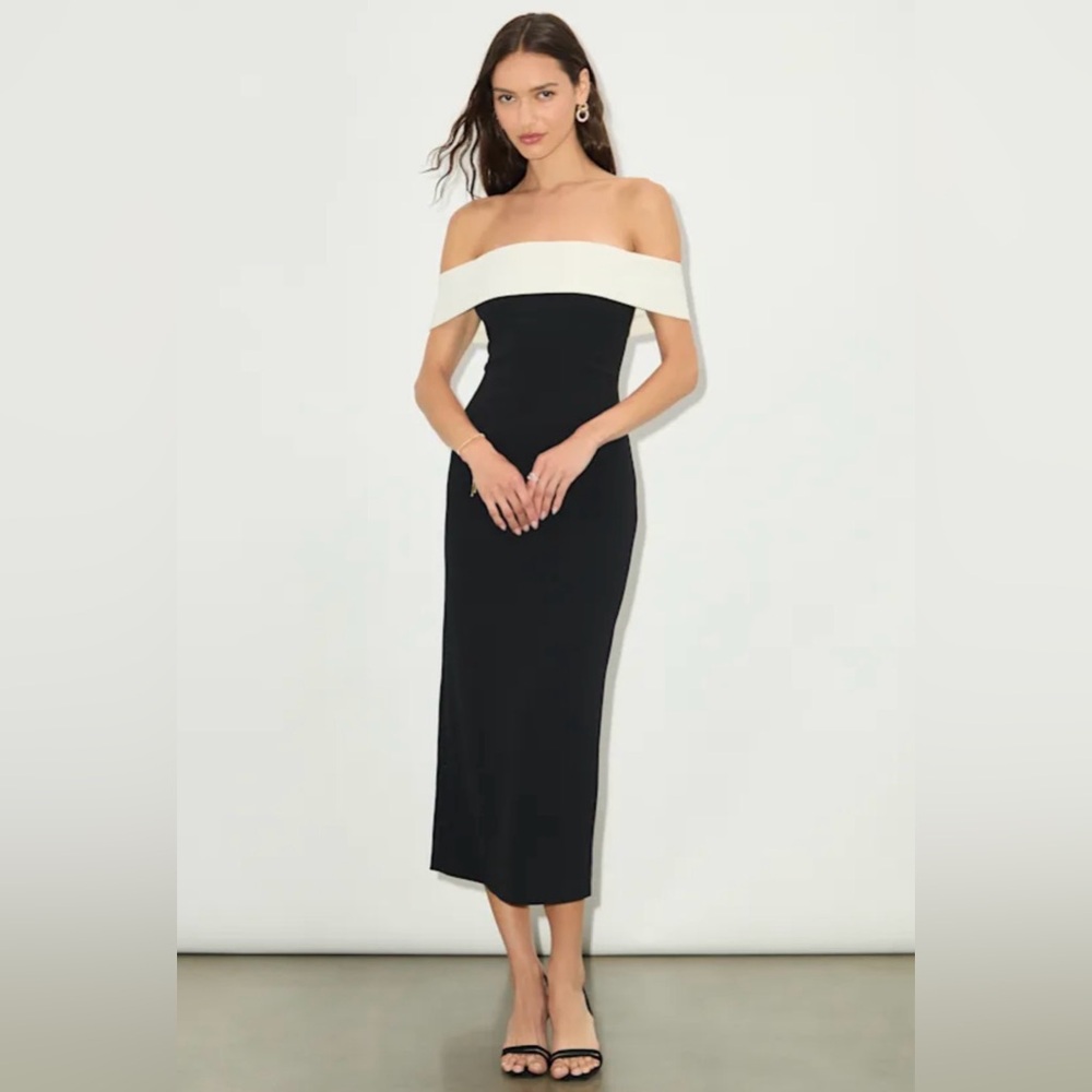 Lulus Roselyn Off the Shoulder Color Block Midi Dress XL NWT